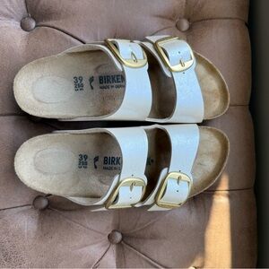 Birkenstock Women’s Sandals with Gold Buckles